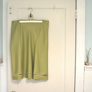 DKNY Green Satin Skirt